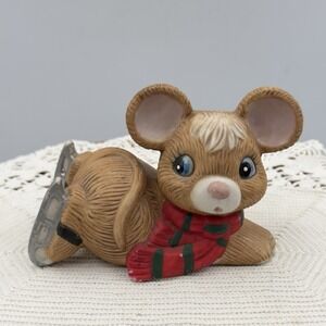 Vintage Homco Ice Skating Christmas Winter‎ Mice/Mouse Porcelain Holiday Rodent
